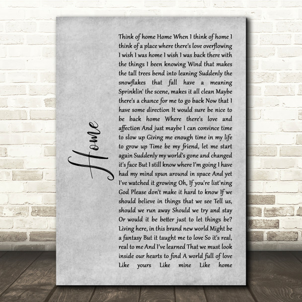 Diana Ross Home Grey Rustic Script Song Lyric Quote Music Poster Print