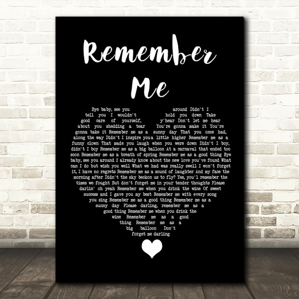 Diana Ross Remember Me Black Heart Song Lyric Quote Music Poster Print