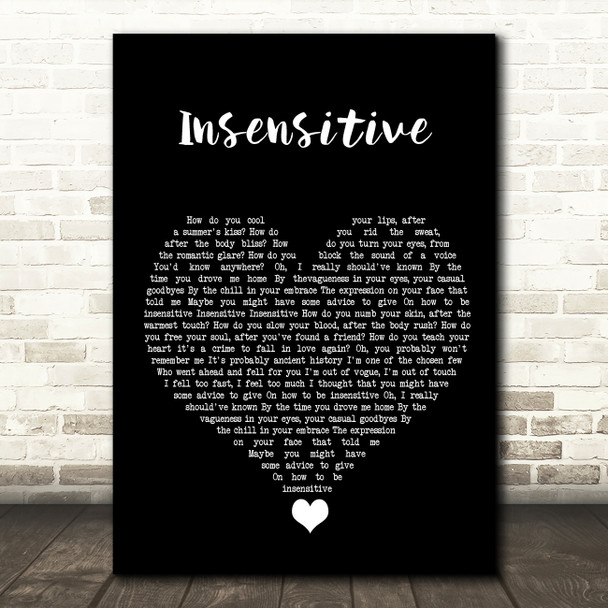 Jann Arden Insensitive Black Heart Song Lyric Quote Music Poster Print