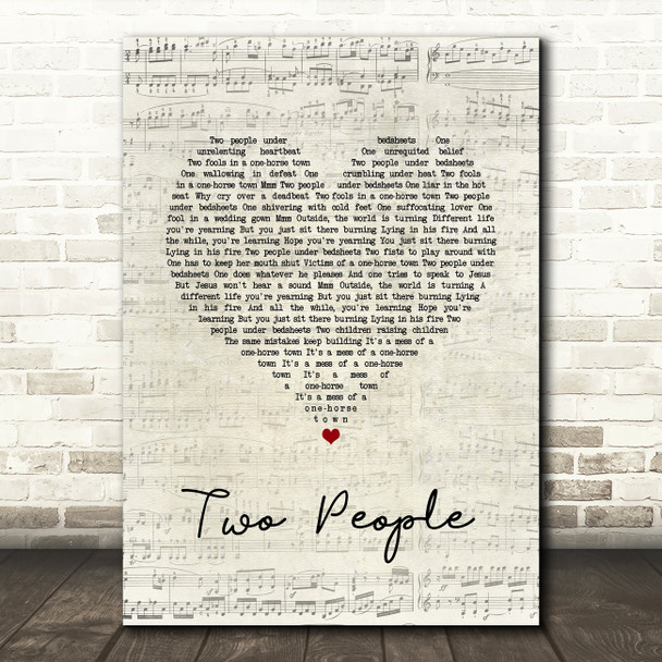 Sam Fender Two People Script Heart Song Lyric Quote Music Poster Print