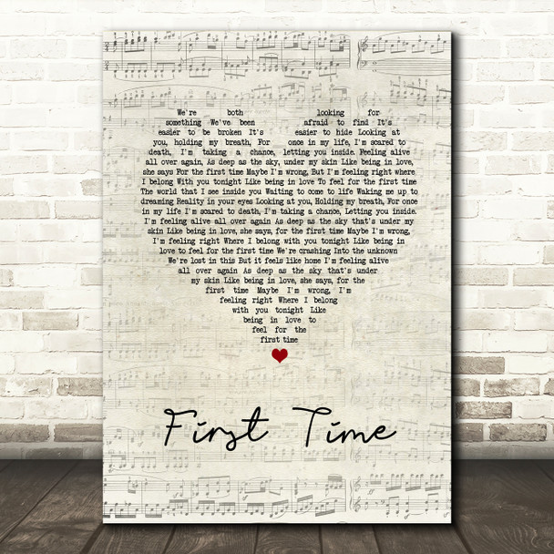 Lifehouse First Time Script Heart Song Lyric Quote Music Poster Print