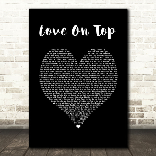 Beyonce Love On Top Black Heart Song Lyric Quote Music Poster Print