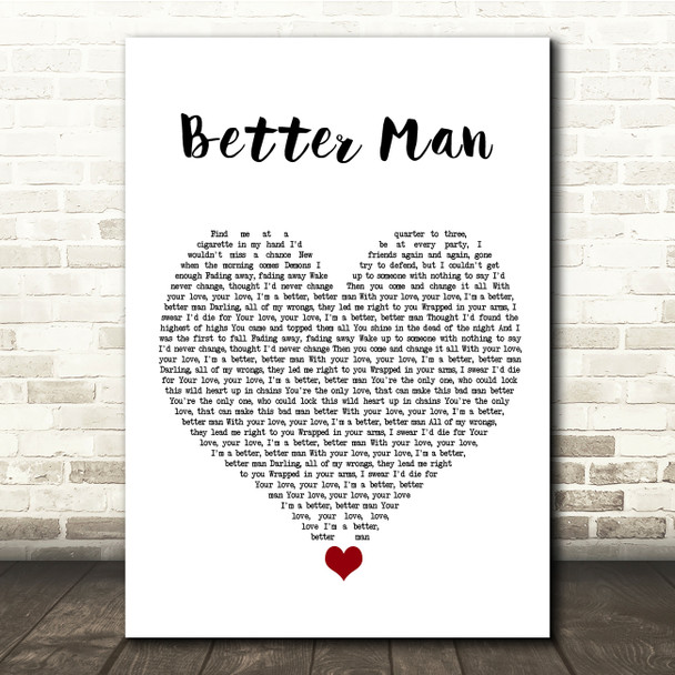 5 Seconds Of Summer Better Man White Heart Song Lyric Quote Music Poster Print