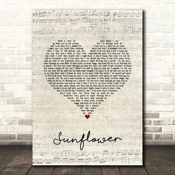 Rex Orange County Sunflower Script Heart Song Lyric Quote Music Poster Print Rex Orange County Sunflower Script Heart Song Lyric Quote Music Poster Print