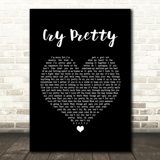 Carrie Underwood Cry Pretty Black Heart Song Lyric Quote Music Poster Print