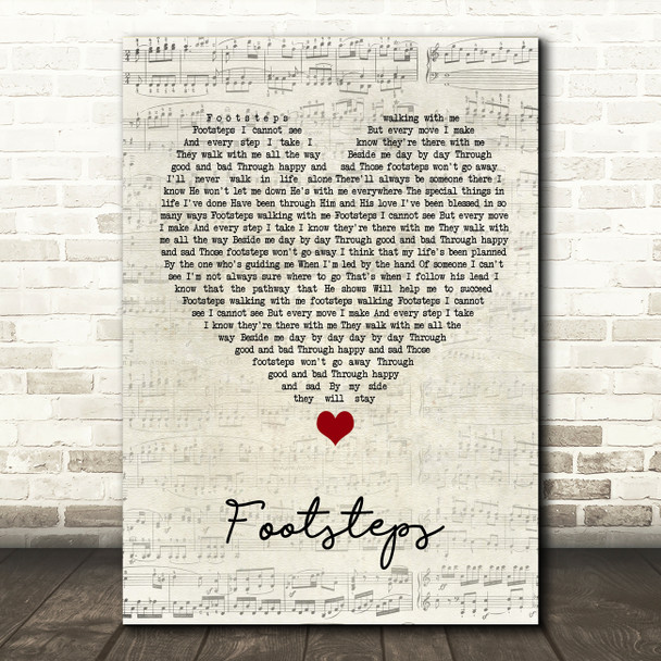 Daniel O'Donnell Footsteps Script Heart Song Lyric Quote Music Poster Print