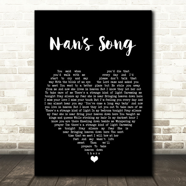 Robbie Williams Nan's Song Black Heart Song Lyric Quote Music Poster Print