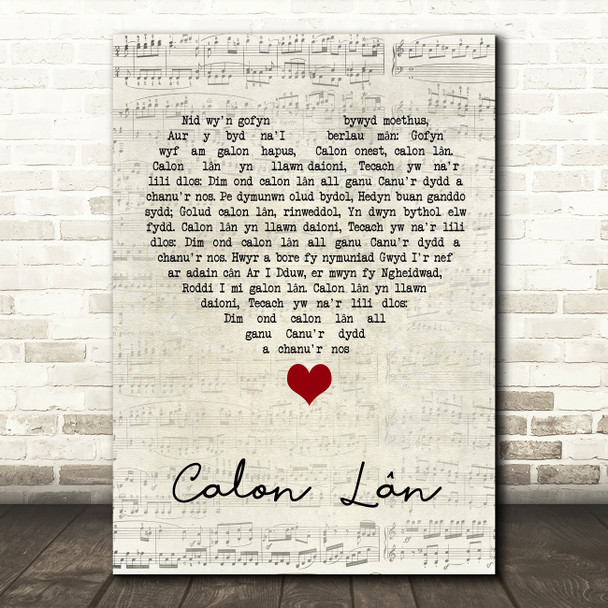 Cerys Matthews Calon Lân Script Heart Song Lyric Quote Music Poster Print