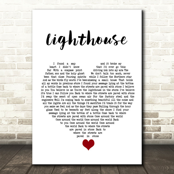 Lucy Spraggan Lighthouse White Heart Song Lyric Quote Music Poster Print