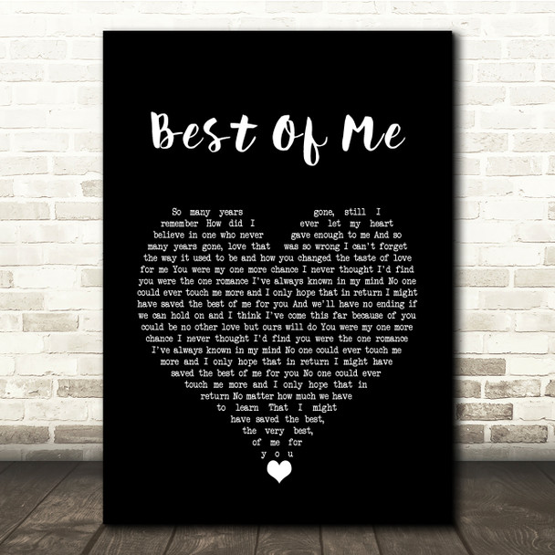 Michael Buble Best Of Me Black Heart Song Lyric Quote Music Poster Print