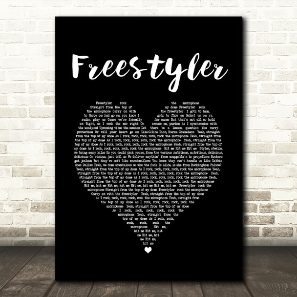 Bomfunk MC's Freestyler Black Heart Song Lyric Quote Music Poster Print