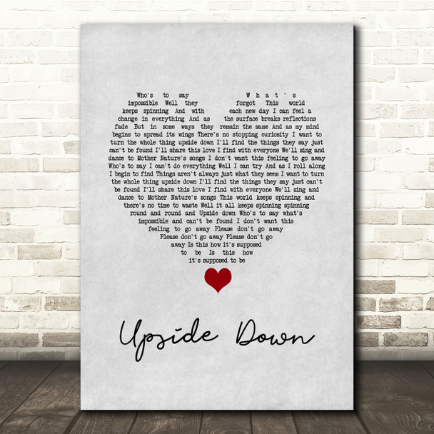 Jack Johnson Upside Down Grey Heart Song Lyric Quote Music Poster Print