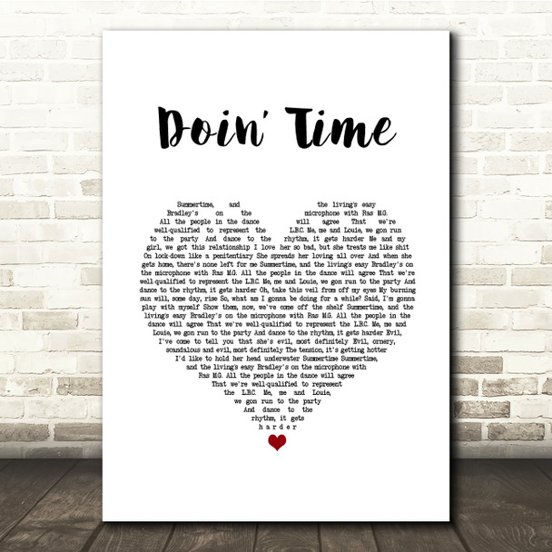 Lana Del Rey Doin' Time White Heart Song Lyric Quote Music Poster Print