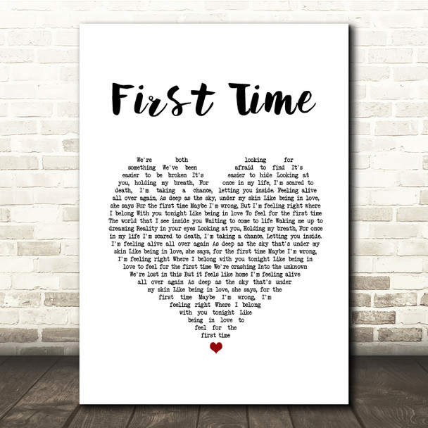 Lifehouse First Time White Heart Song Lyric Quote Music Poster Print