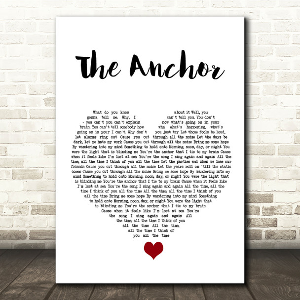 Bastille The Anchor White Heart Song Lyric Quote Music Poster Print