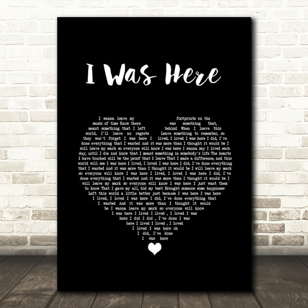 Beyonce I Was Here Black Heart Song Lyric Quote Music Poster Print