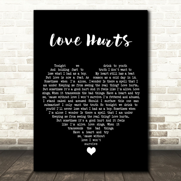 Incubus Love Hurts Black Heart Song Lyric Quote Music Poster Print