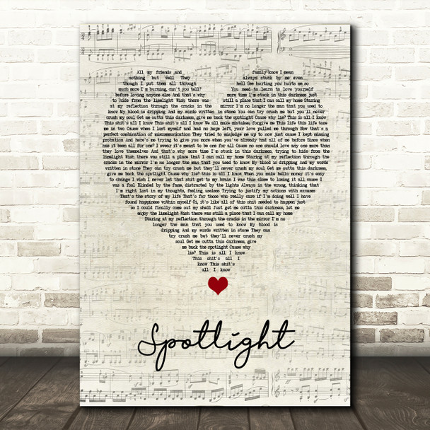 Dappy Spotlight Script Heart Song Lyric Quote Music Poster Print