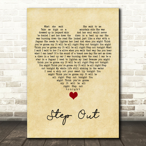 Oasis Step Out Vintage Heart Song Lyric Quote Music Poster Print