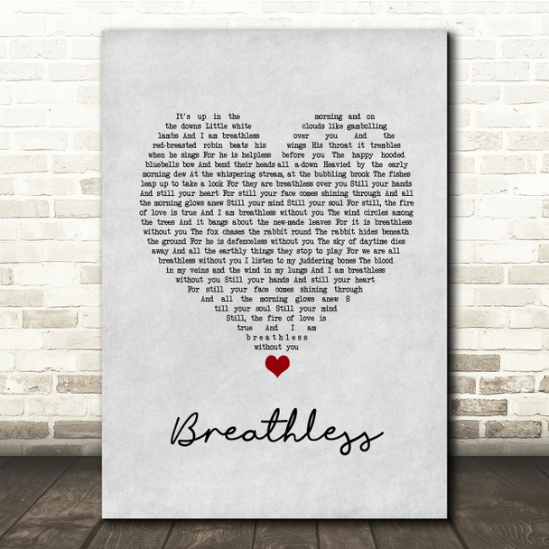 Nick Cave & The Bad Seeds Breathless Grey Heart Song Lyric Quote Music Poster Print