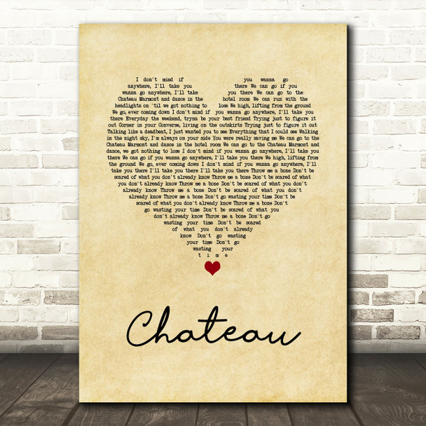 Angus & Julia Stone Chateau Vintage Heart Song Lyric Quote Music Poster Print