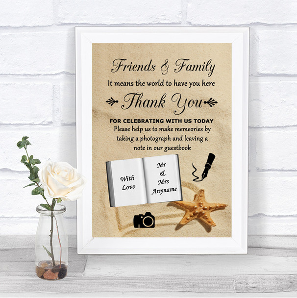 Sandy Beach Photo Guestbook Friends & Family Personalized Wedding Sign