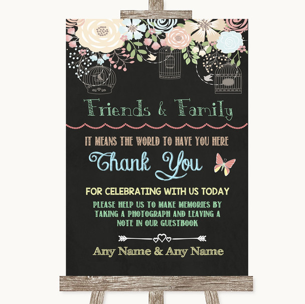 Shabby Chic Chalk Photo Guestbook Friends & Family Personalized Wedding Sign