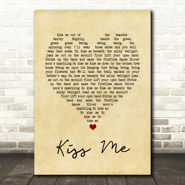 New Found Glory Kiss Me Vintage Heart Song Lyric Quote Music Poster Print