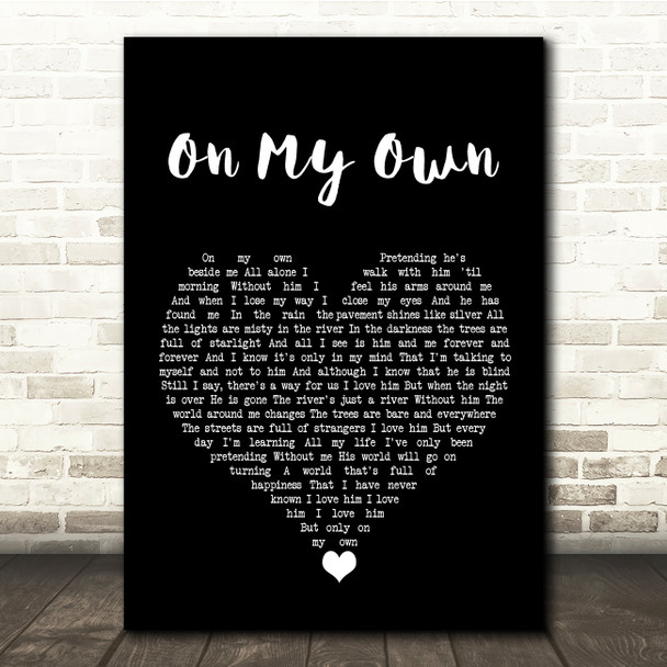 Les Misérables On My Own Black Heart Song Lyric Quote Music Poster Print