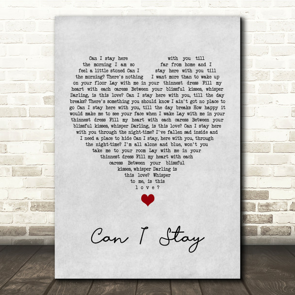 Ray LaMontagne Can I Stay Grey Heart Song Lyric Quote Music Poster Print