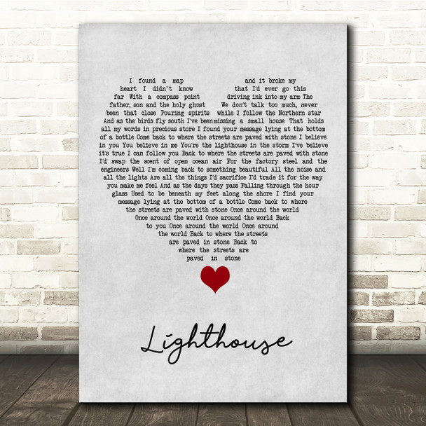 Lucy Spraggan Lighthouse Grey Heart Song Lyric Quote Music Poster Print