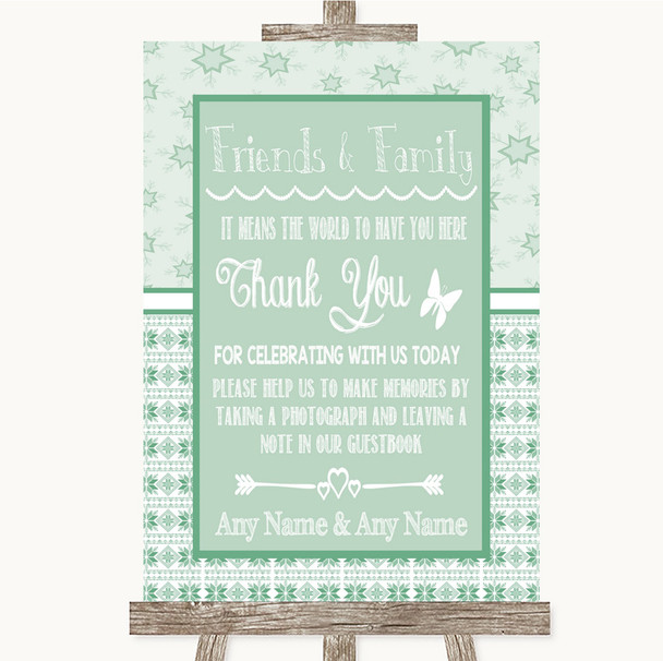 Winter Green Photo Guestbook Friends & Family Personalized Wedding Sign