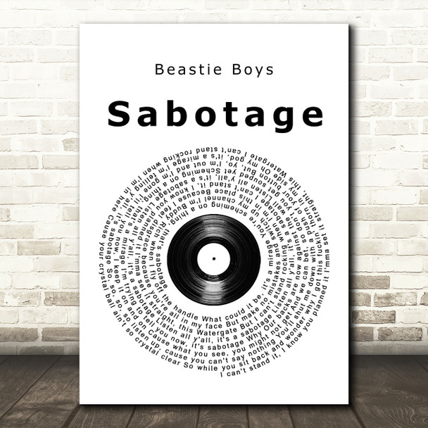 Beastie Boys Sabotage Vinyl Record Song Lyric Quote Music Poster Print