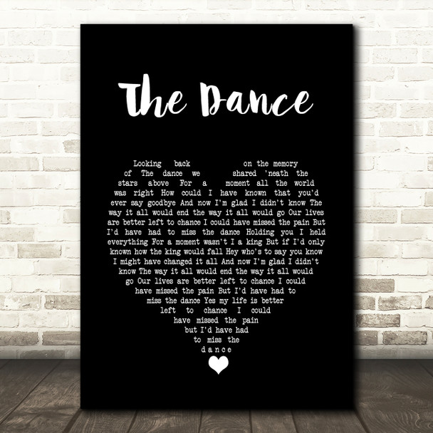 Garth Brooks The Dance Black Heart Song Lyric Quote Music Poster Print