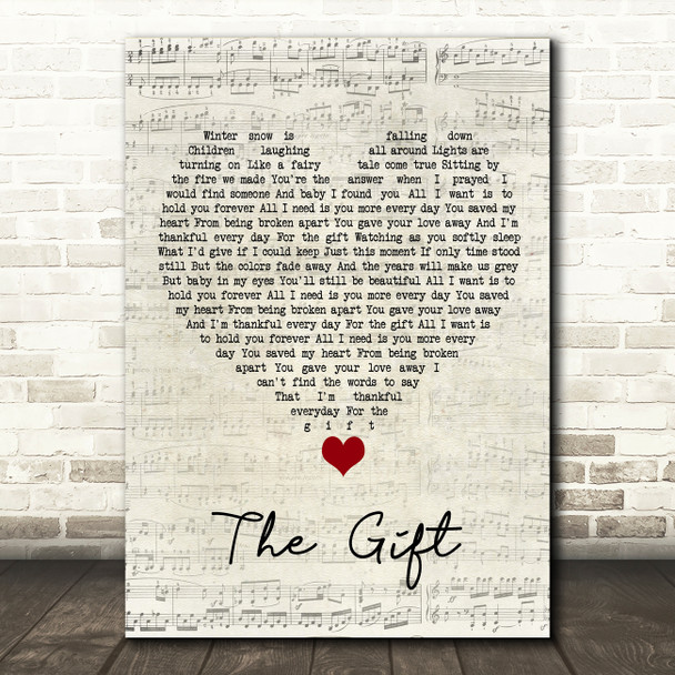 Jim Brickman The Gift Script Heart Song Lyric Quote Music Poster Print