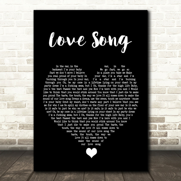 Lana Del Rey Love Song Black Heart Song Lyric Quote Music Poster Print