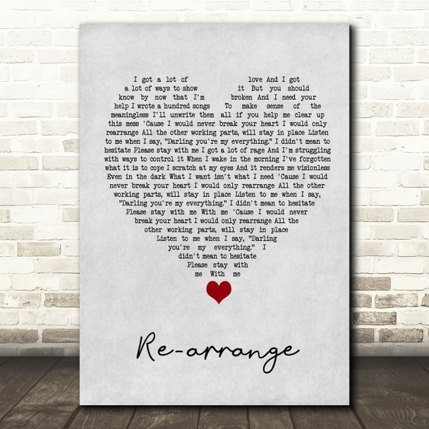 Biffy Clyro Re-arrange Grey Heart Song Lyric Quote Music Poster Print