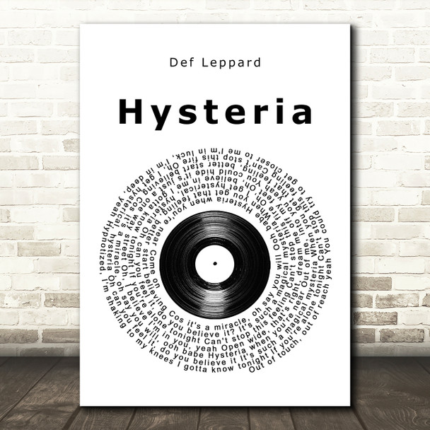 Def Leppard Hysteria Vinyl Record Song Lyric Quote Music Poster Print