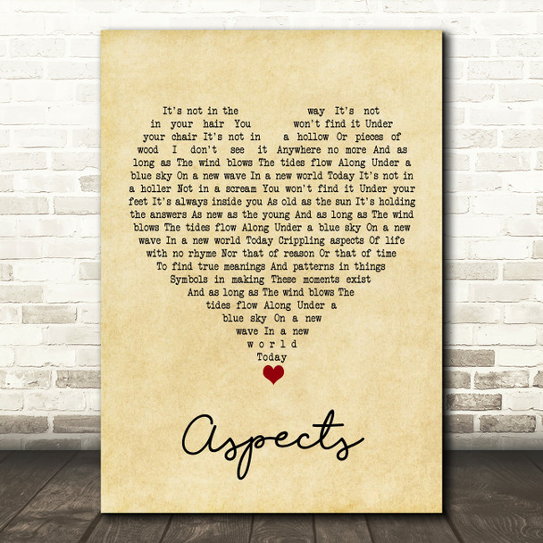 Paul Weller Aspects Vintage Heart Song Lyric Quote Music Poster Print
