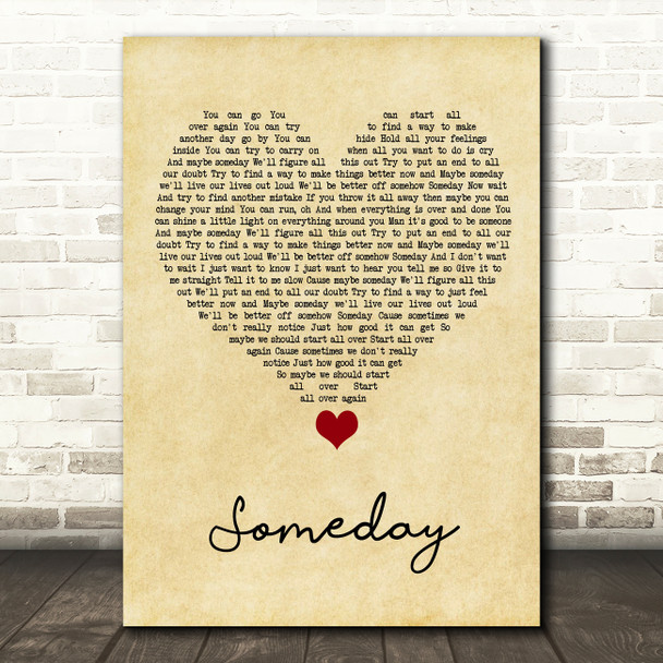 Rob Thomas Someday Vintage Heart Song Lyric Quote Music Poster Print