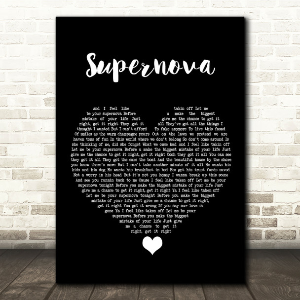 Mr Hudson Supernova Black Heart Song Lyric Quote Music Poster Print