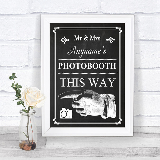 Chalk Style Photobooth This Way Left Personalized Wedding Sign