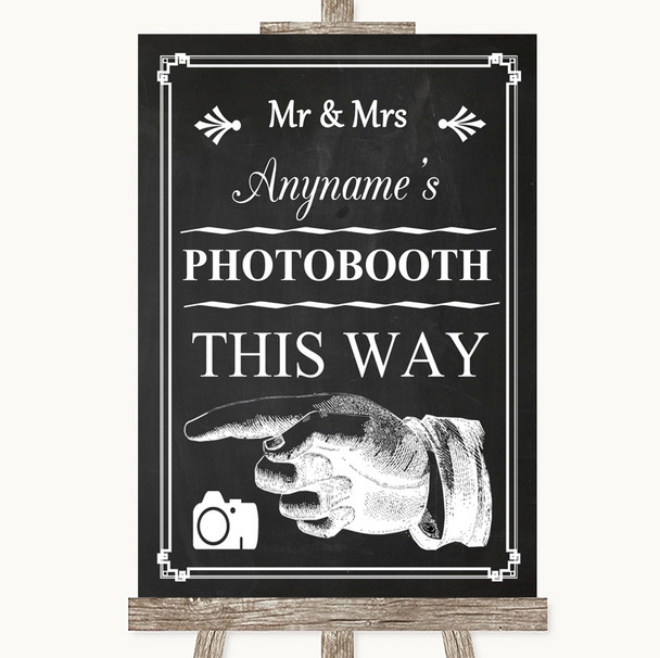 Chalk Style Photobooth This Way Left Personalized Wedding Sign