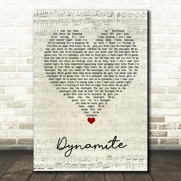 Roadtrip Dynamite Script Heart Song Lyric Quote Music Poster Print