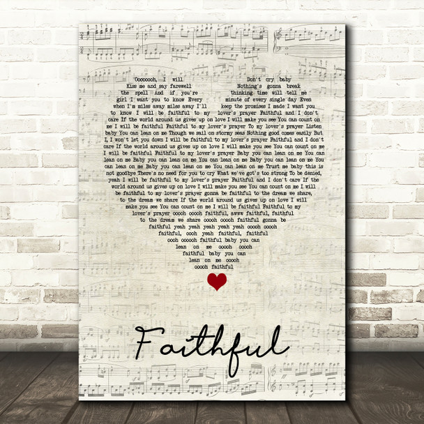 Go West Faithful Script Heart Song Lyric Quote Music Poster Print