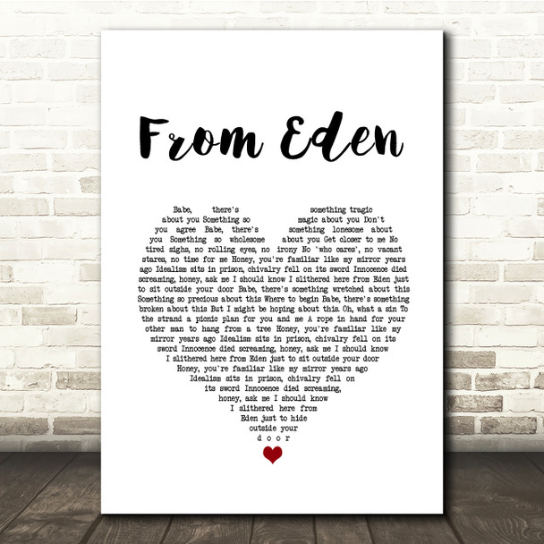 Hozier From Eden White Heart Song Lyric Quote Music Poster Print
