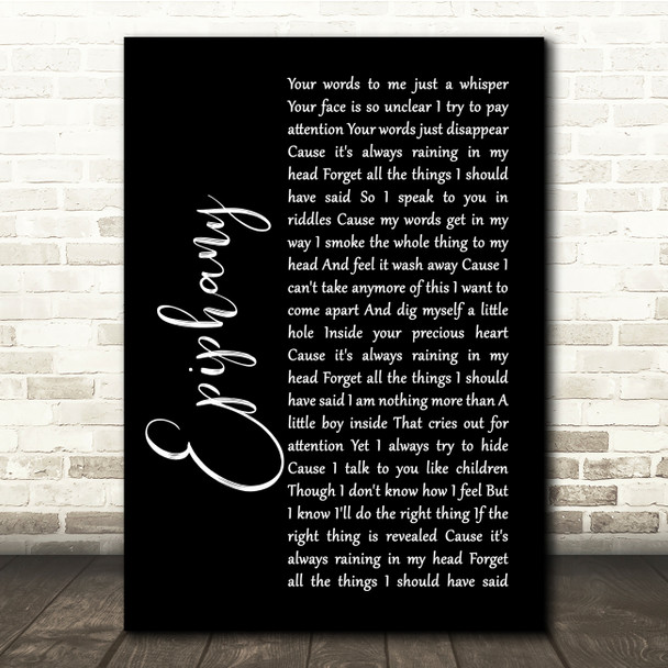 Staind Epiphany Black Script Song Lyric Quote Music Poster Print