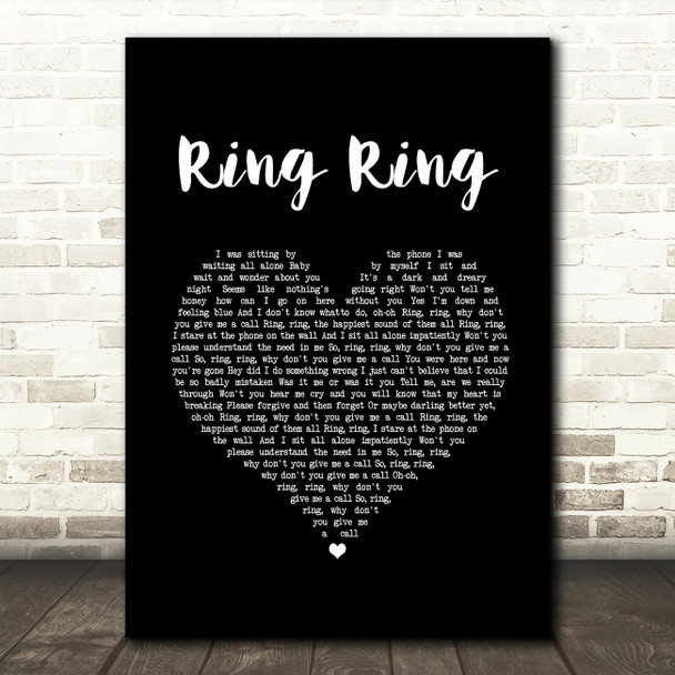 ABBA Ring Ring Black Heart Song Lyric Quote Music Poster Print