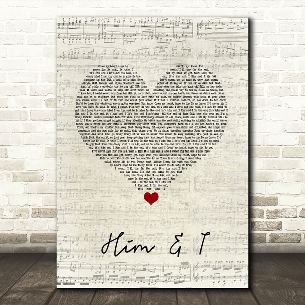 G-Eazy feat. Halsey Him & I Script Heart Song Lyric Quote Music Poster Print