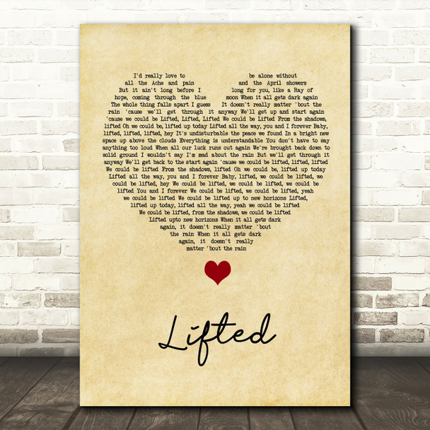 Lighthouse Family Lifted Vintage Heart Song Lyric Quote Music Poster Print